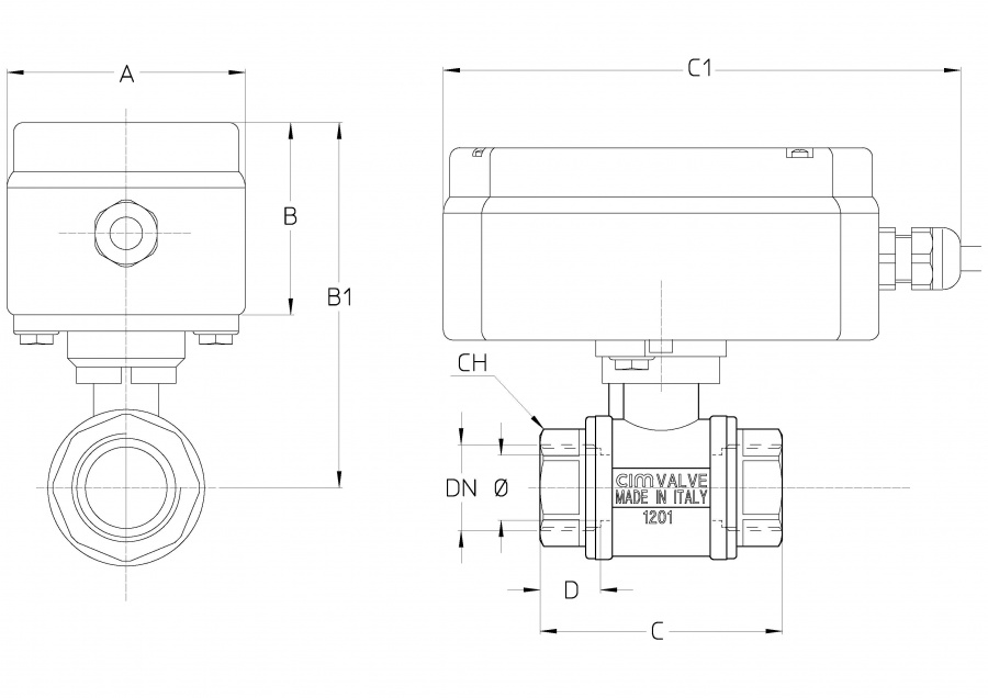 CIMBERIO CIM 702 114 Шаровой кран с электроприводом EMV110/130 ВР/ВР CIM 702  - Вид №1