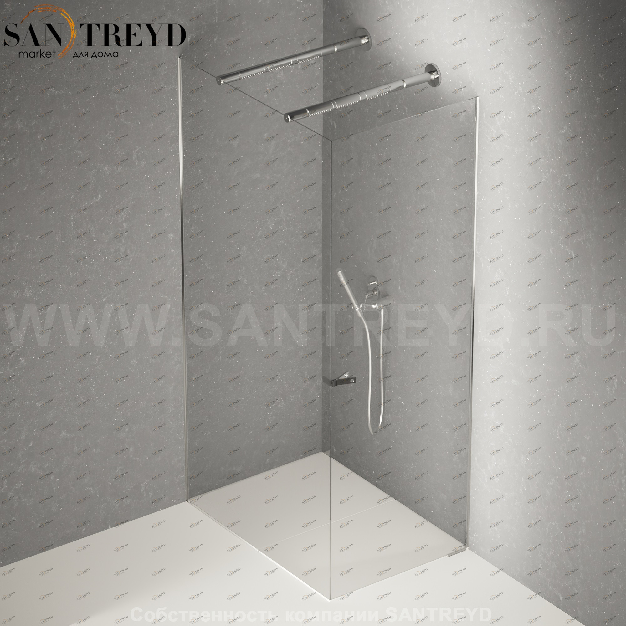 Душевое ограждение FLAT DX подрезаемое, стеклянная с дверью экстрапрозрачная перегородка с 2-мя держателями и встроенным душем. Размеры: глубина от 70 до 100 см, длина от 140 до 160 см Agape DXC370100140160LLE