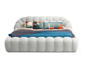 Двуспальная мягкая кровать из ткани