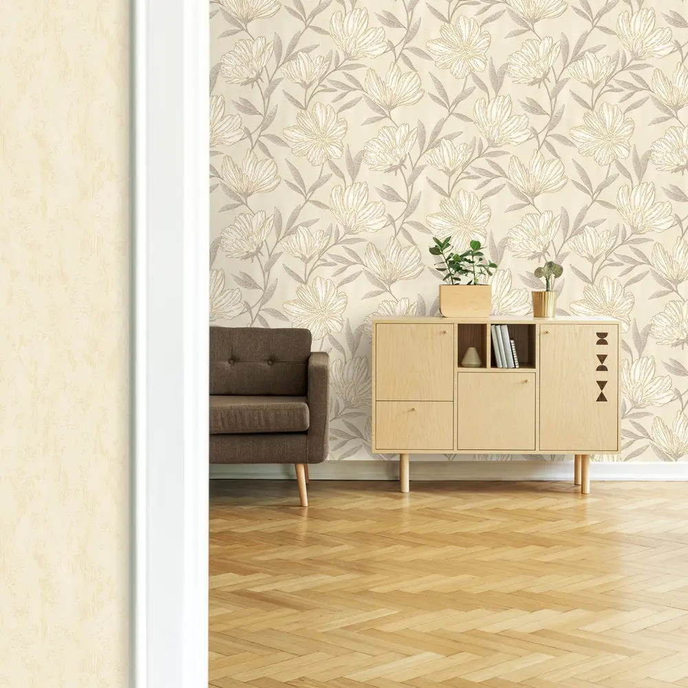 Обои флизелиновые Euro Decor Crocus бежевые 1.06 м 7011-01 82377879 STLM-2089824 - Вид №3