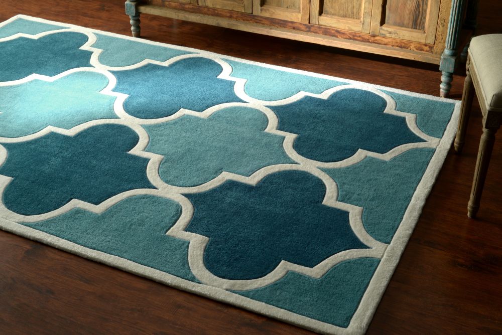 Ковер Trelli бирюзовый 140х200 DOLLY CAPRETS ДИЗАЙНЕРСКИЕ, ТРЕЛЬЯЖНЫЙ УЗОР 015043 Бирюзовый  - Вид №1