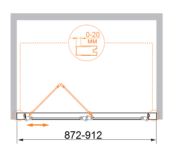 Душевая дверь в нишу CEZARES PORTA-D-BS-90-C-Cr - Вид №2