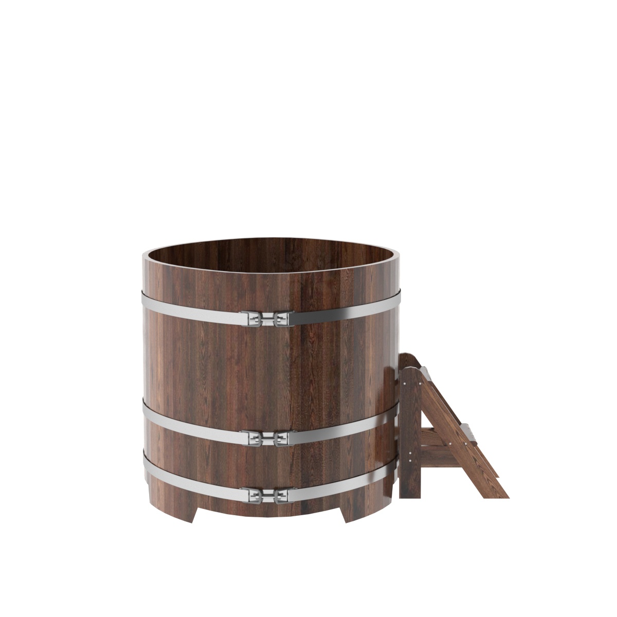 1176 Купель овальная из лиственницы 1,08х1,75х1,0 морёная премиум Alyarus  - Вид №2