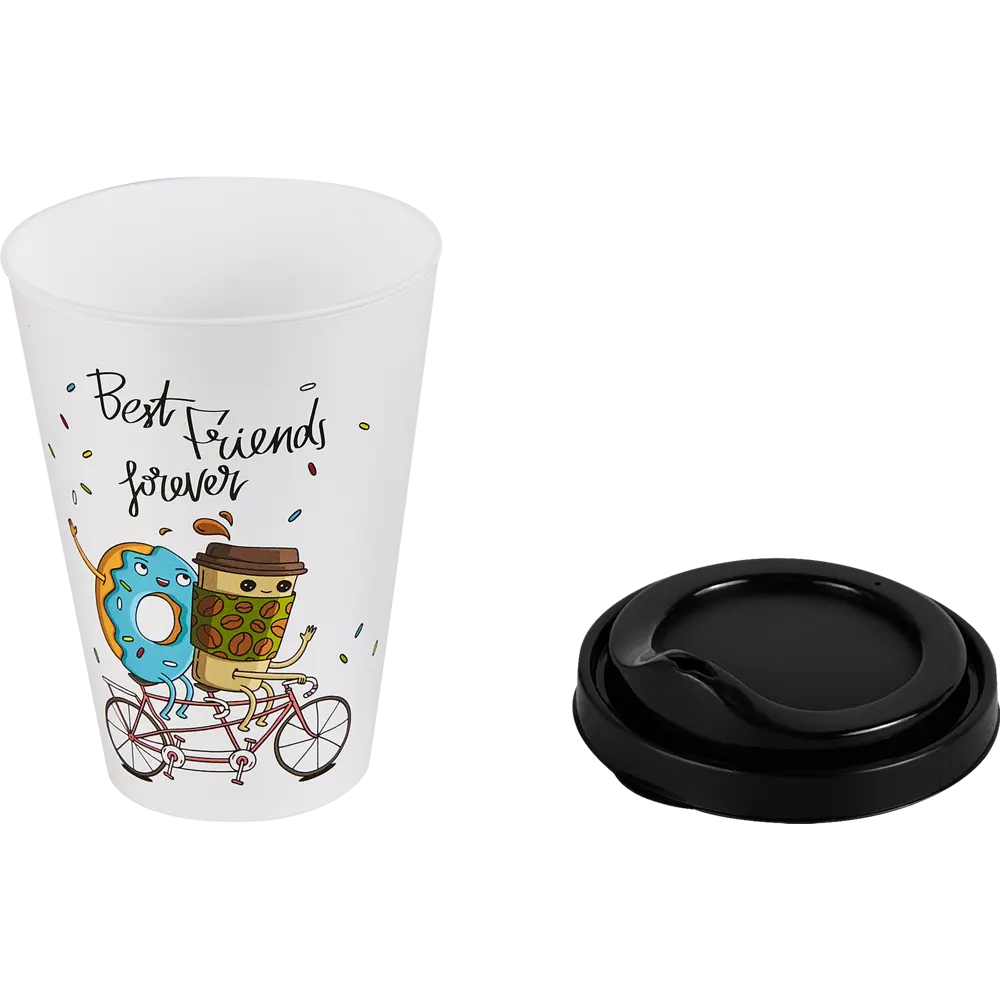 Стакан с крышкой Delinia Best Friends Forever 420 мл пластик цвет белый STLM-2195974 - Вид №3