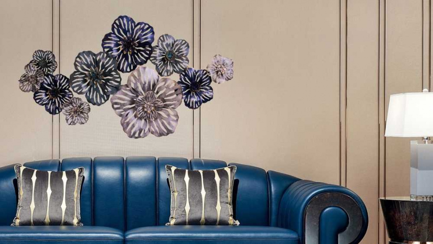 Панно для декорирования стен из металла| цветы fabulous 150*75см. EVENHOME ДИЗАЙНЕРСКИЕ 129706 Синий  - Вид №4
