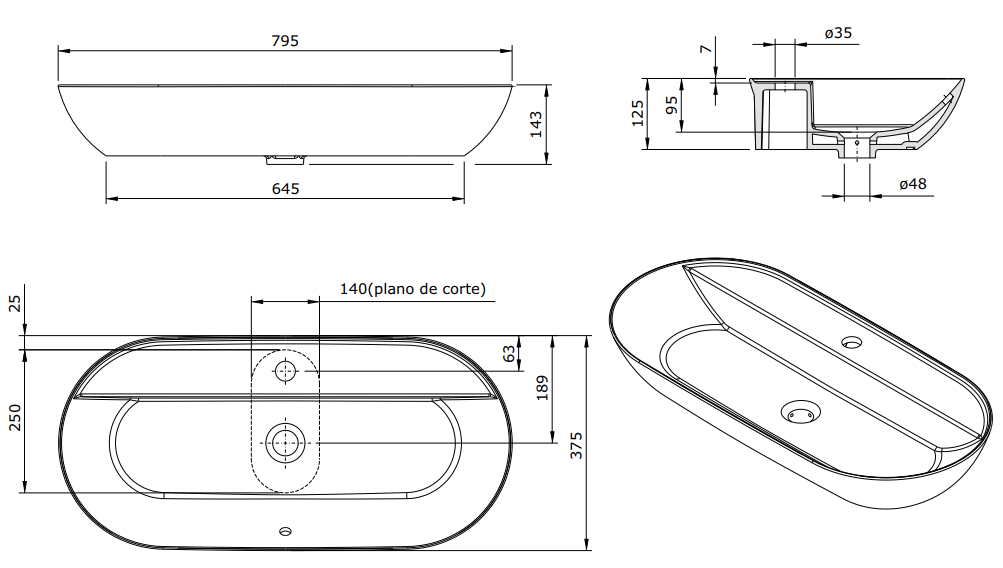 136390004 Накладная раковина на столешницу  овальная Sanindusa  - Вид №1