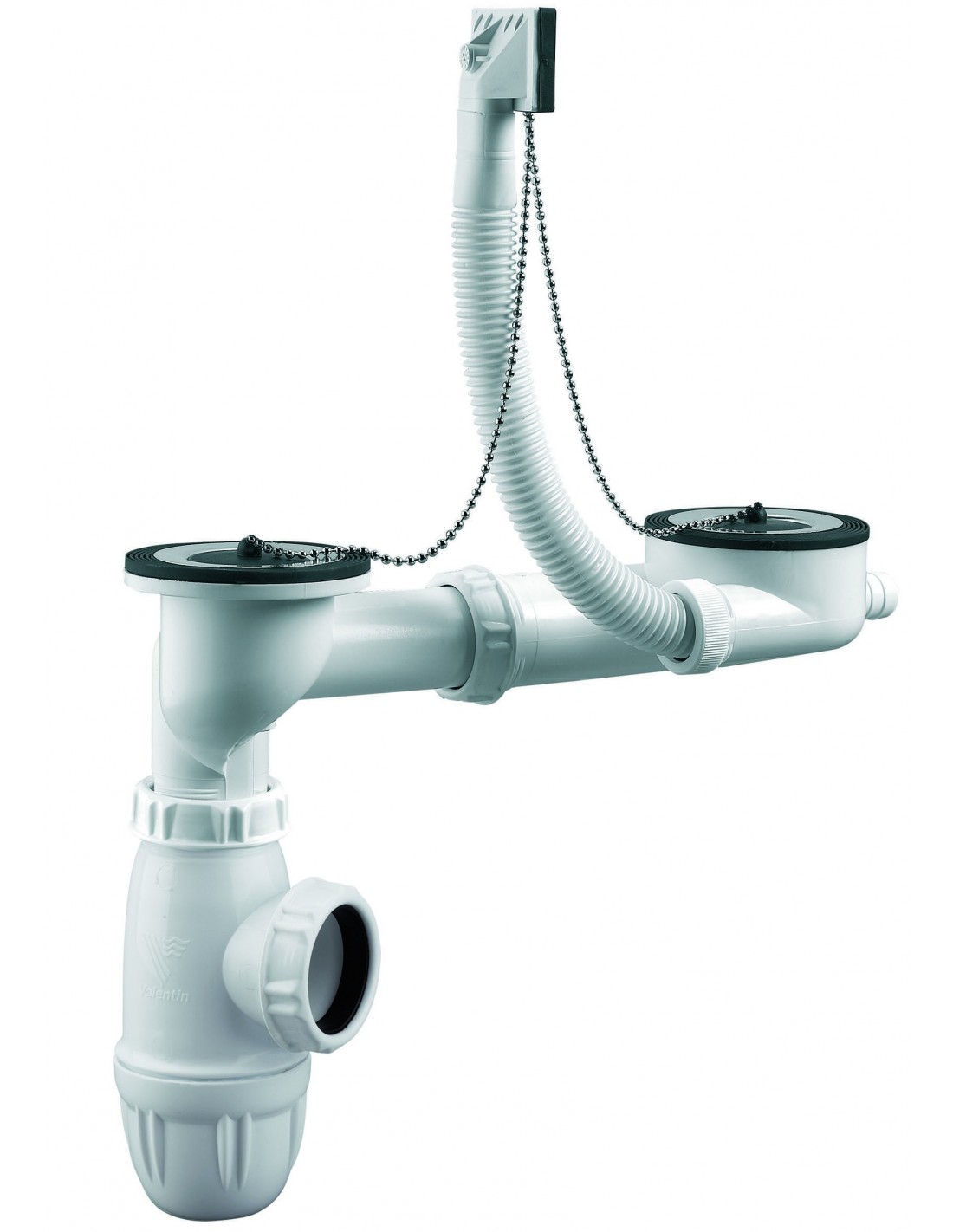 784500 000 00  Полный комплект для мойки с 2 чашами Д. 50 мм со встроенным переливом, сертифицирован NF Valentin Чернить 