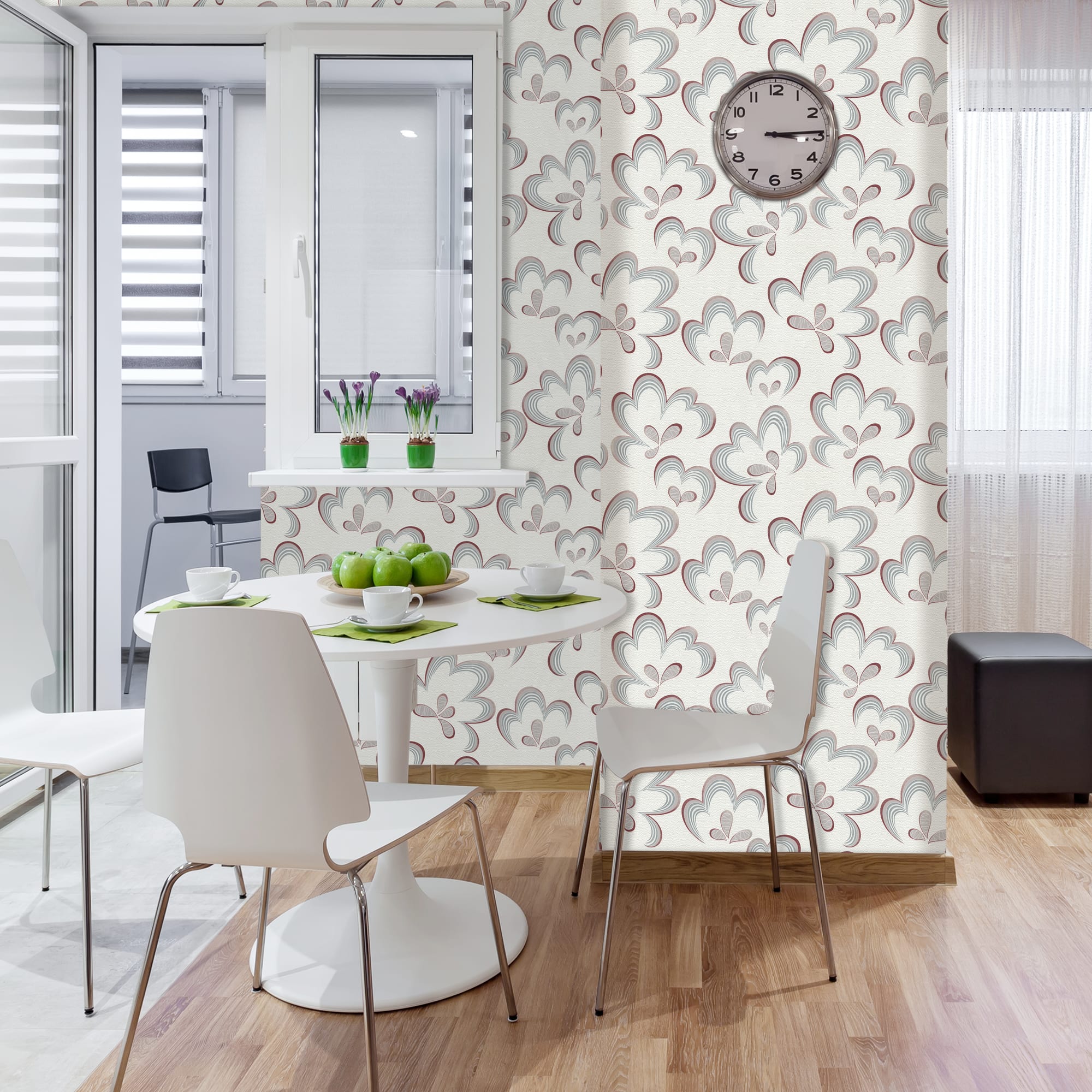 82399691 Обои виниловые белые 0.53 м 0002-5 Цветы Santreyd  - Вид №3