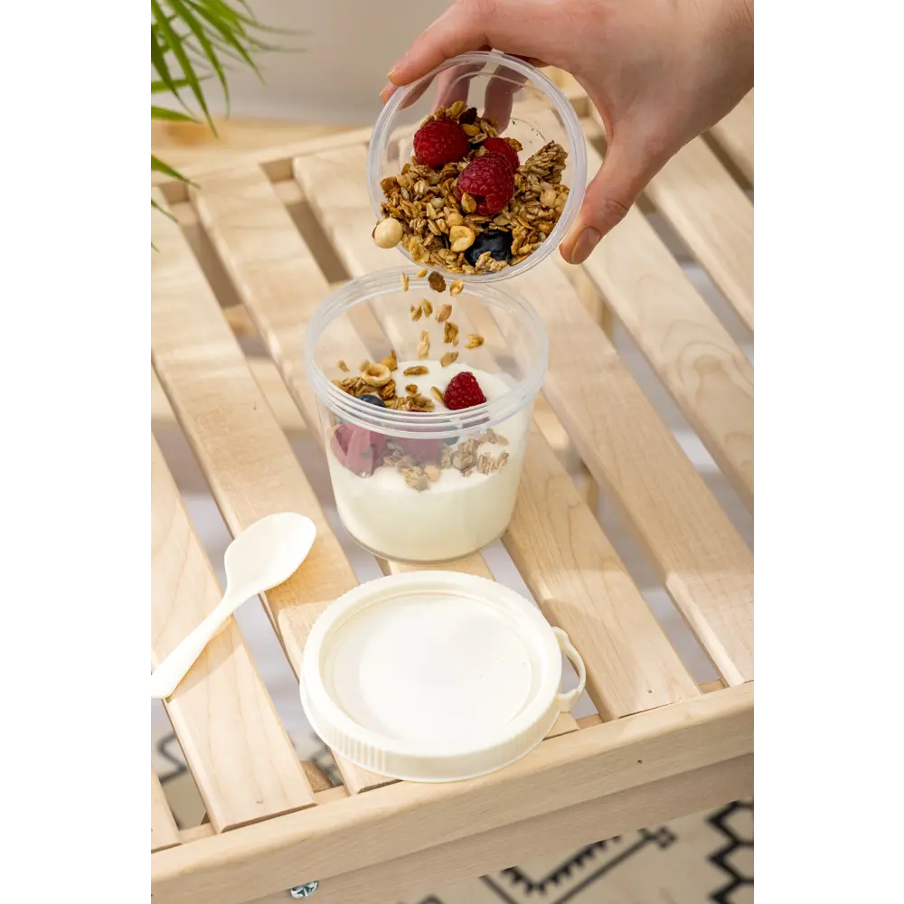 Контейнер для завтрака с ложкой Idi Land 450 мл пластик прозрачный STLM-2070519 - Вид №1