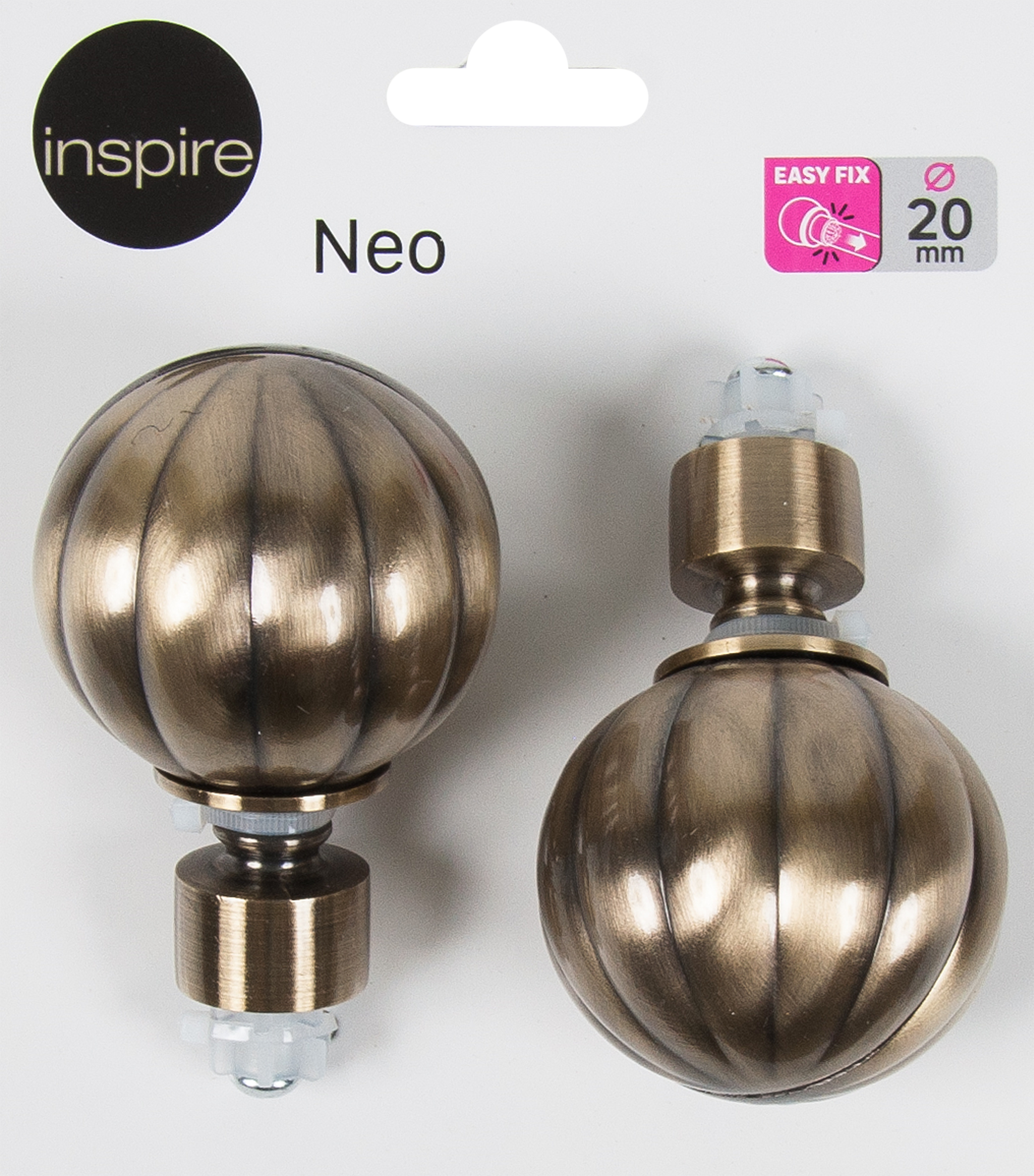 INSPIRE Наконечники «Рифленый шар» для карнизов, античное золото, 2 шт 82549311 STLM-0029525 - Вид №1
