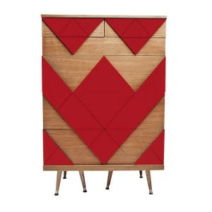 Комод с рисунком красный Big Woo WOODI  00-3965896 Бежевый;красный