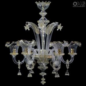 1091 ORIGINALMURANOGLASS Люстра Элегантная - золото 24кт + подвески - муранское стекло OMG  см