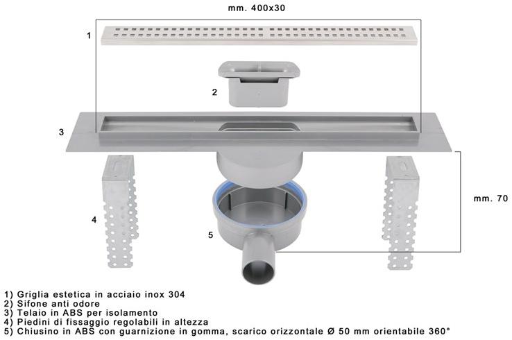 First Corporation Сифонный канал с решеткой из нержавеющей стали First plast Prbs403in - Вид №1