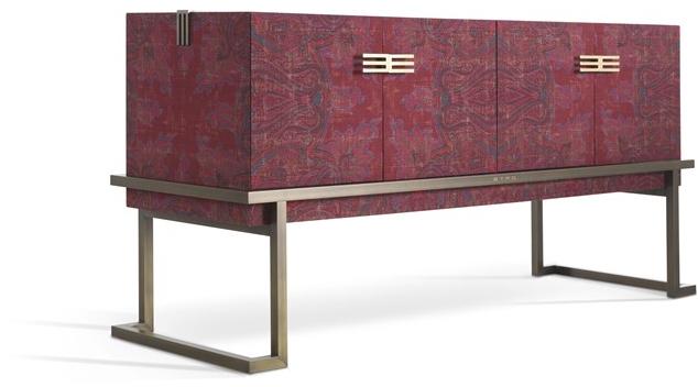 ETRO Home Interiors Комод с распашной дверцей из металла и ткани Kolkata sun-id-1425269 - Вид №3
