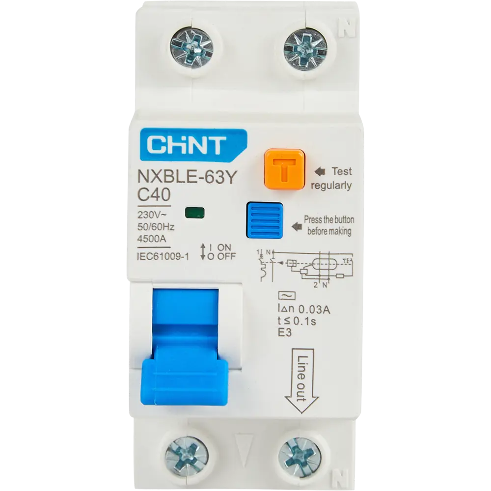 Дифференциальный автомат CHINT NXBLE-63Y 40А с защитой от утечек 85334630 STLM-1110466 - Вид №1