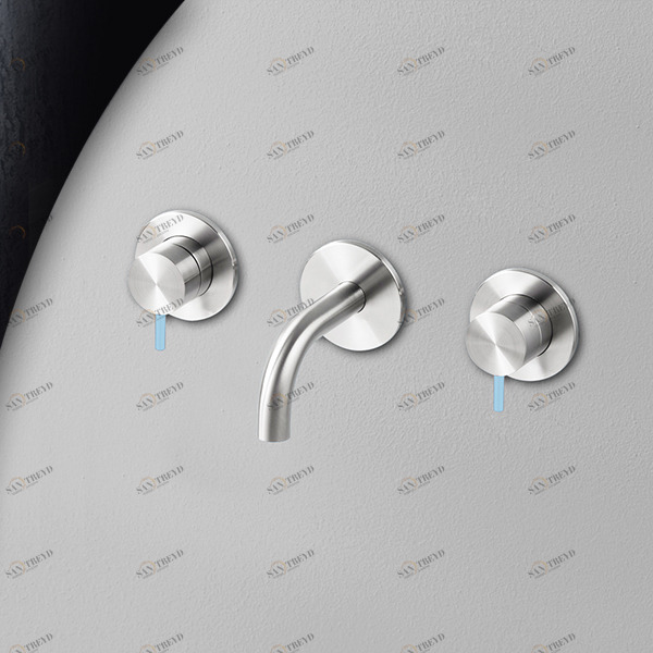 Смеситель для раковины сталь глянцевая с голубой ручкой Toki Radomonte TKI27LCIL27