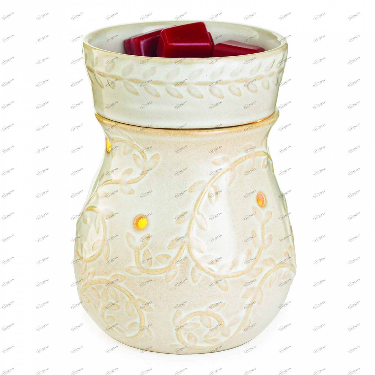 Аромасветильник настольный "Виноградная лоза" керамика CANDLE WARMERS  268162 Бежевый 