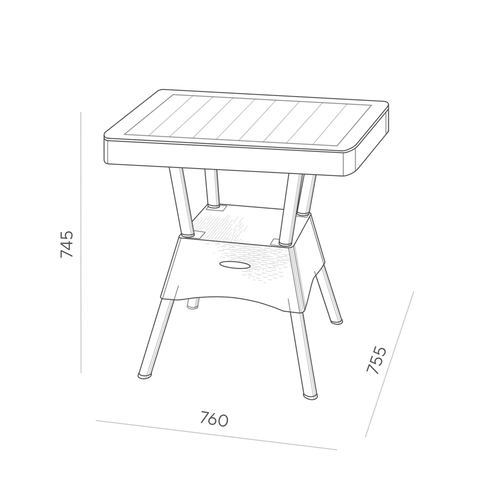 Стол садовый Rattan Ola Dom 75.5x76x74.5 см композитный материал цвет коричневый Santreyd STLM-2014821 - Вид №5