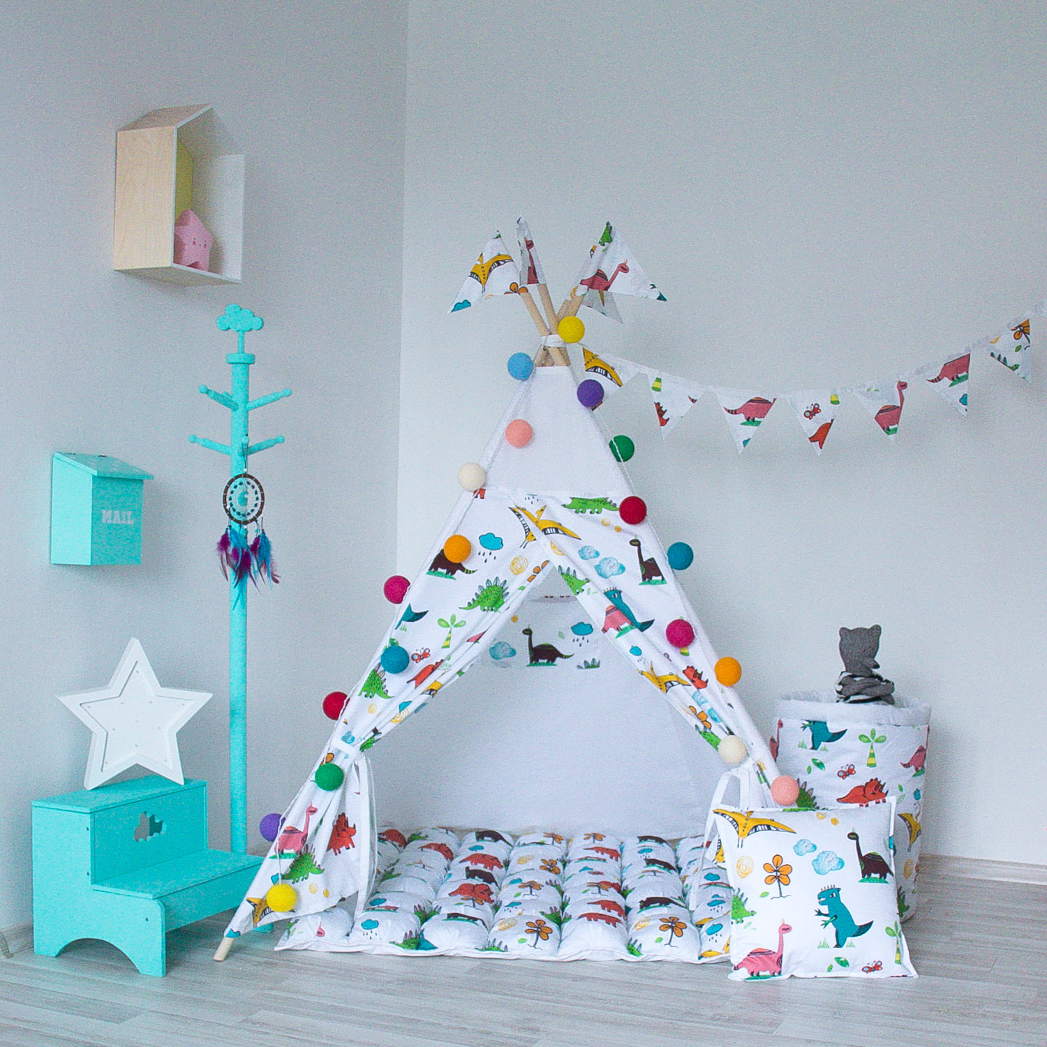 Гирлянда из 8 флажков Dino VAMVIGVAM DINO 282170 Красный;желтый;зеленый Santreyd - Вид №2