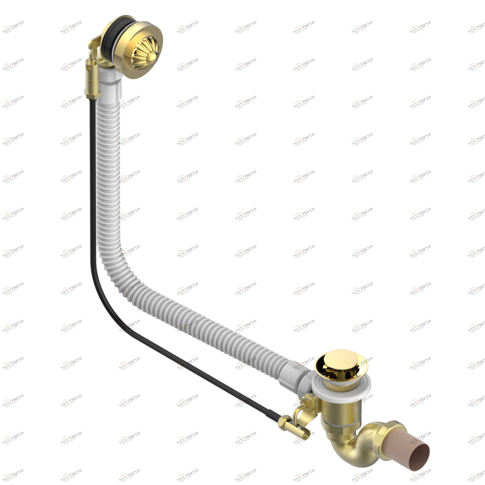 A9C-300/70 Автоматический донный клапан для ванны длина сифона 70 см Thg-paris Jaipur c чёрным ониксом Покрытие PVD золотистый цвет A9C-300/70 CAT.F