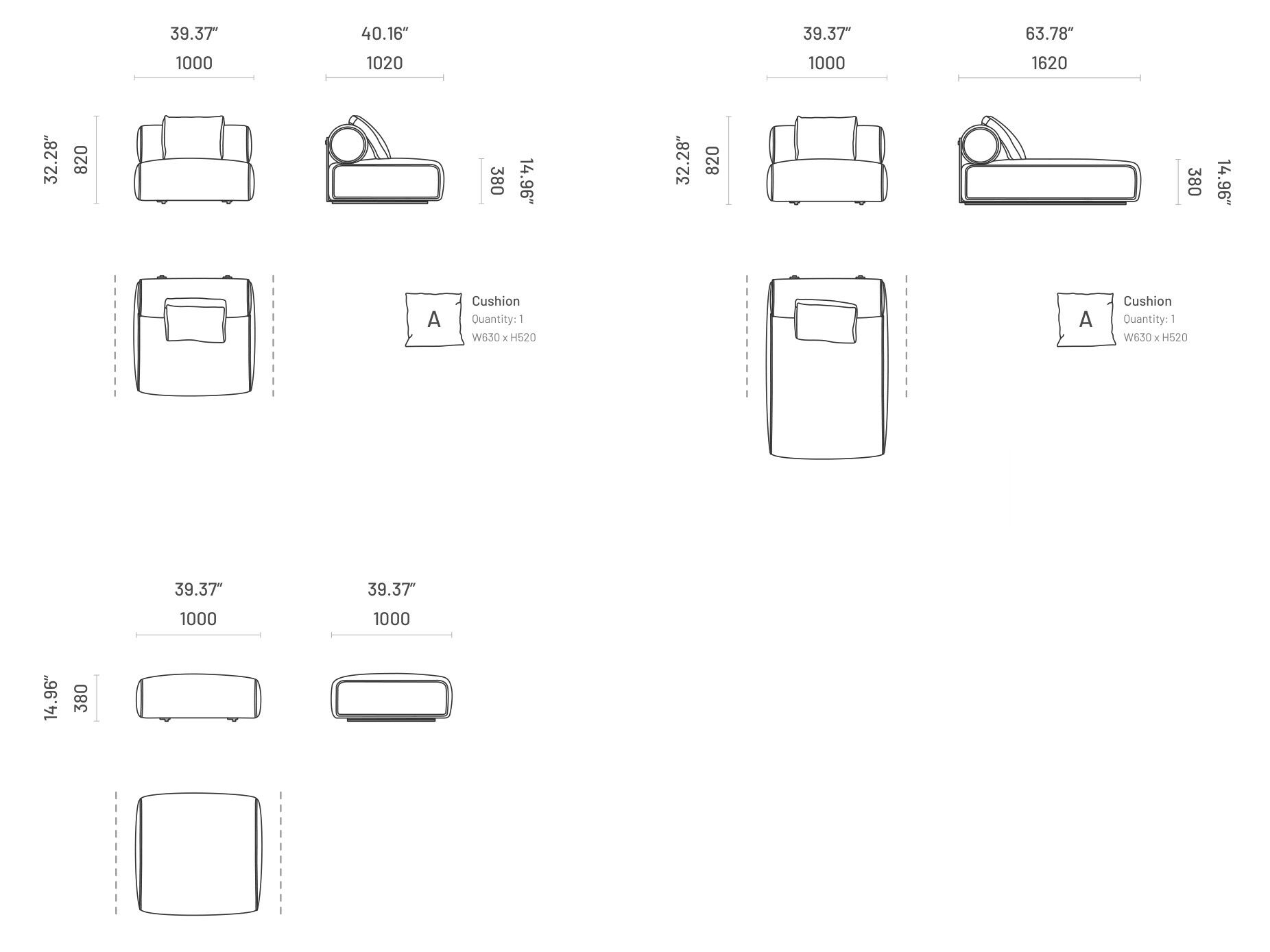 Модульный тканевый диван с полуостровом Domkapa SHINTO ARCH-00116255 - Вид №7