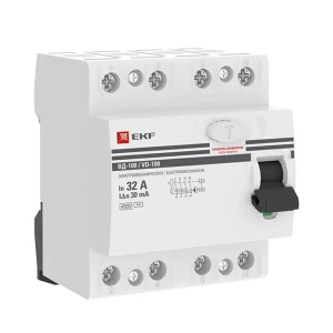 УЗО EKF ВД-100 4P 32 А 30 мА 4.5 кА АС elcb-4-32-30-em-pro 82423036 STLM-2043543