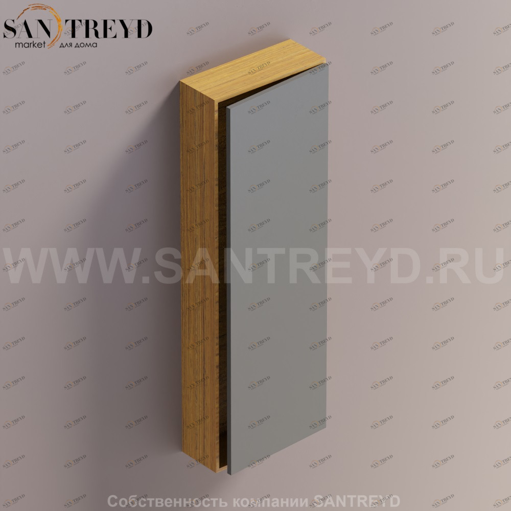 LIFT Модульный шкаф 120 см с правой дверью на доводчиках. Модули могут располагаться горизонтально и вертикально. Отделка: тик и темно-серая краска. AMOB054LGPTDX Agape