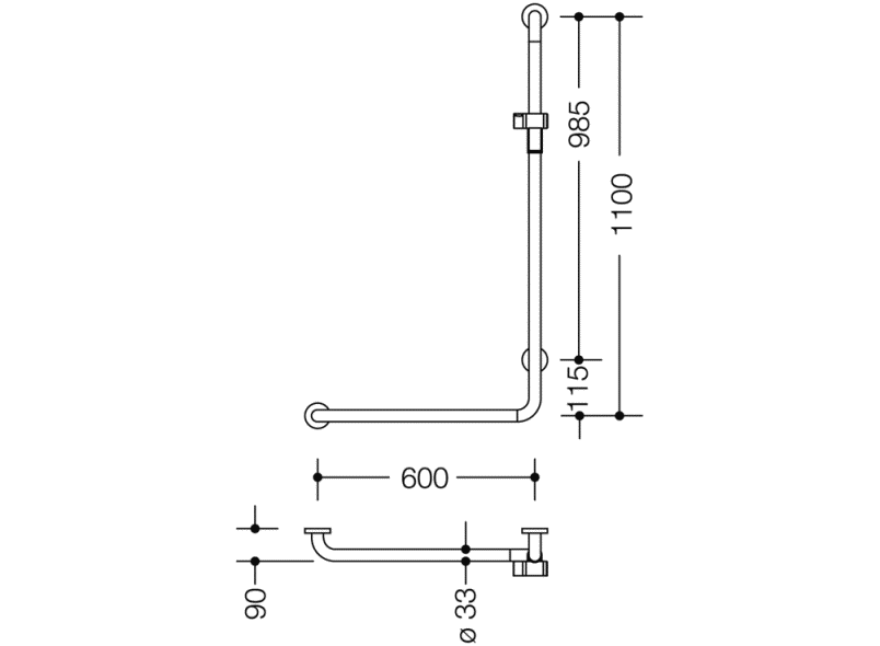 805.33.210L Угловая ручка с держателем для душа, левостороннее исполнение HEWI Greifen  - Вид №4