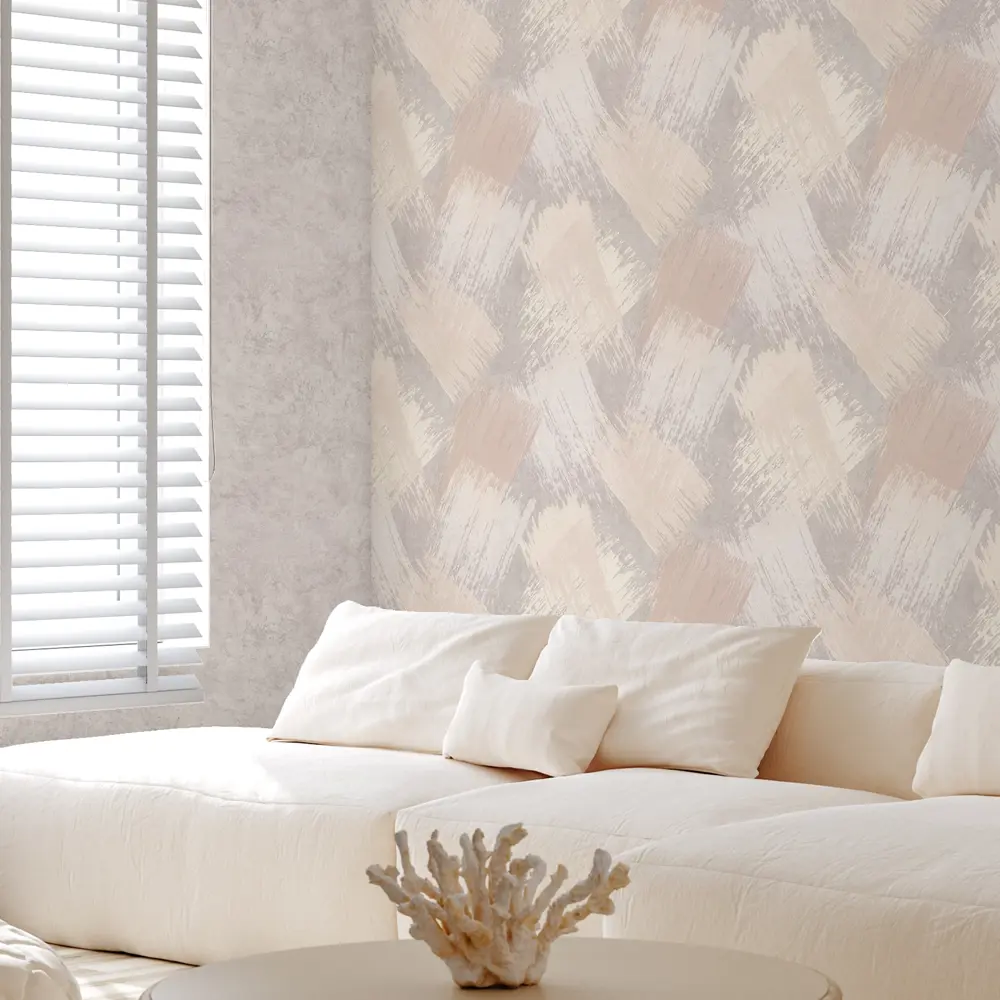 Обои флизелиновые Palitra Home Art Club бежевые с абстрактным рельефом 89434191 STLM-1577411 - Вид №4