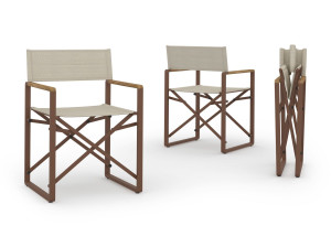 Складной стул директора с подлокотниками из тикового дерева