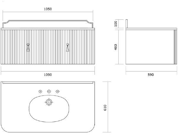 Gentry Home Тумба под умывальник из дерева одинарная подвесная с дверцами Charlotte sun-id-1369655 - Вид №3