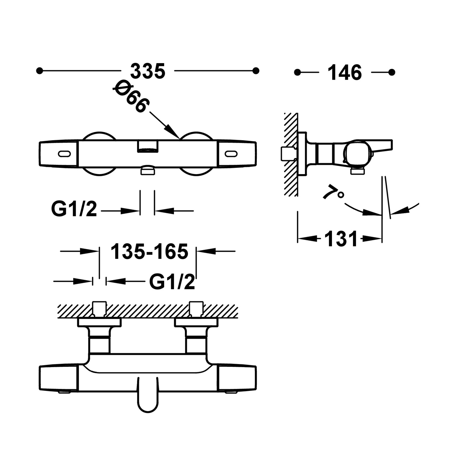 Настенный термостатический смеситель для ванны и душа-19017404 TRES Thermostatic - Вид №1