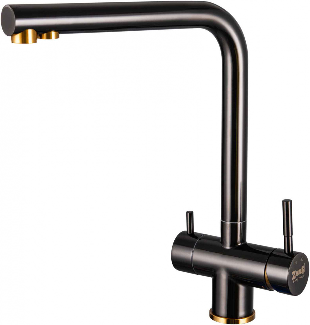 Смеситель ZorG Inox SZR-2020 BR/ GRAFIT для кухонной мойки, бронза/графит
