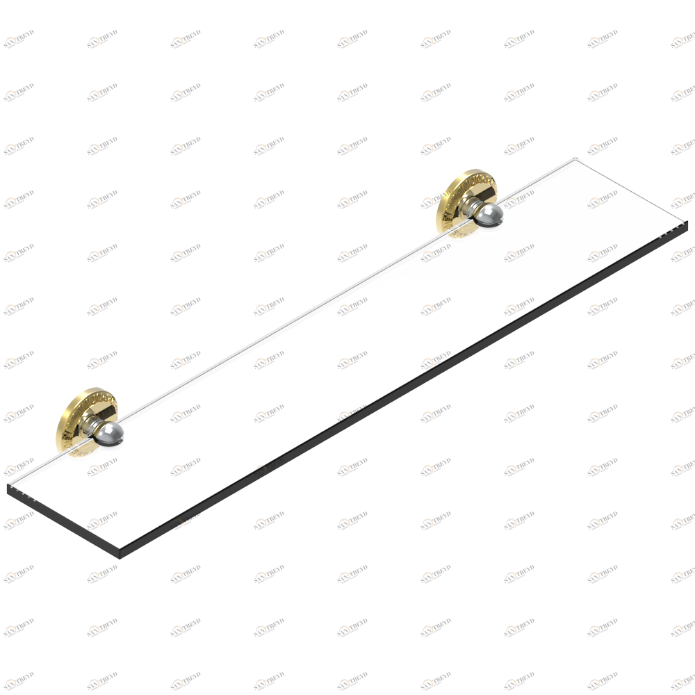 U93-564 Полка стеклянная 60 cм с кронштейнами Thg-paris Malmaison métal Хром/золото U93-564 CAT.A