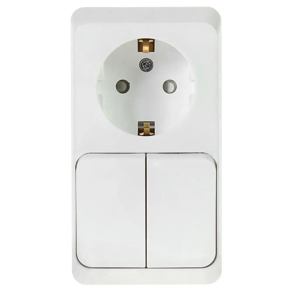 Розетка с выключателем 2 клавиши цвет белый 81950770 STLM-2179244 Schneider Electric Этюд - Вид №1