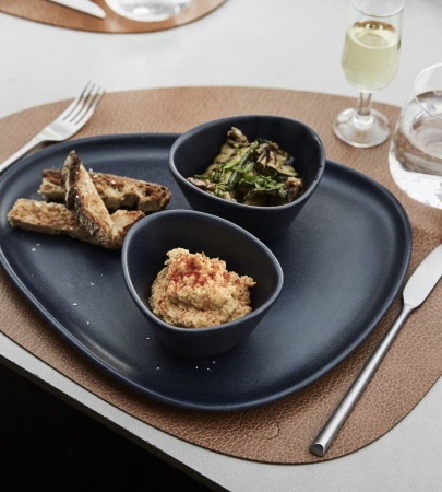 990170 Тарелка сервировочная (35х30х3см) каменная керамика, темно-синий;LIND DNA  - Вид №2