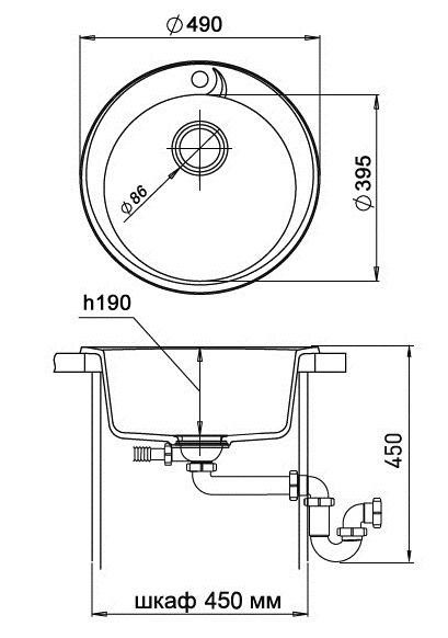 Кухонная мойка Кварц Ewigstein S627 GranFest R-45-S627 - Вид №1