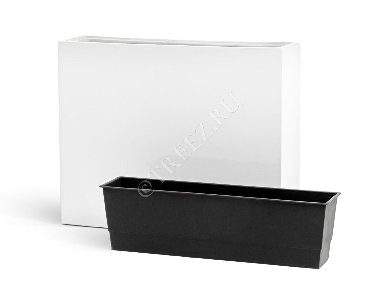 41.3320-05-040-WH-92/75 Кашпо  Effectory - серия Gloss - Дивайдер высокий - белый глянцевый лак Цветочная коллекция  - Вид №3