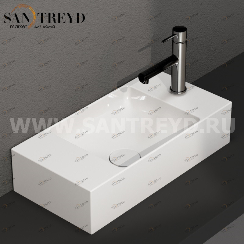 B6R52BI Подвесная раковина настенная прямоугольная Ceramica Globo T-EDGE белая