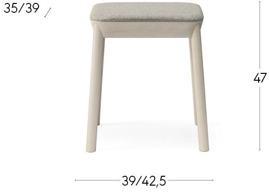 Billiani Низкий табурет из бука с обитым тканью сиденьем Drum 073 - Вид №1