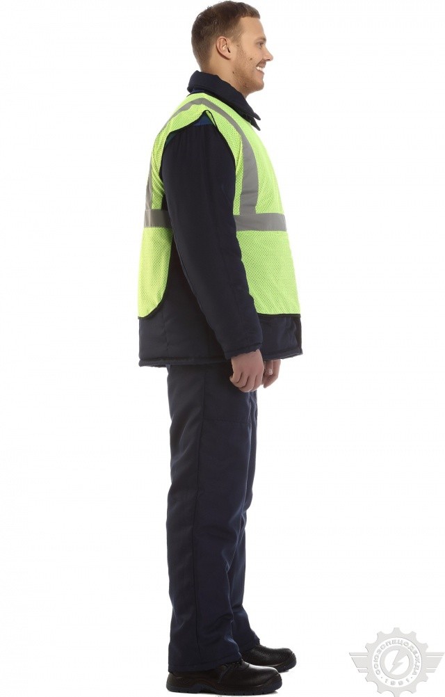 61432 Жилет сигнальный "Спектр" сетка лимонный с СВП  Сигнальная одежда  размер 64-66 Спецодежда  - Вид №4