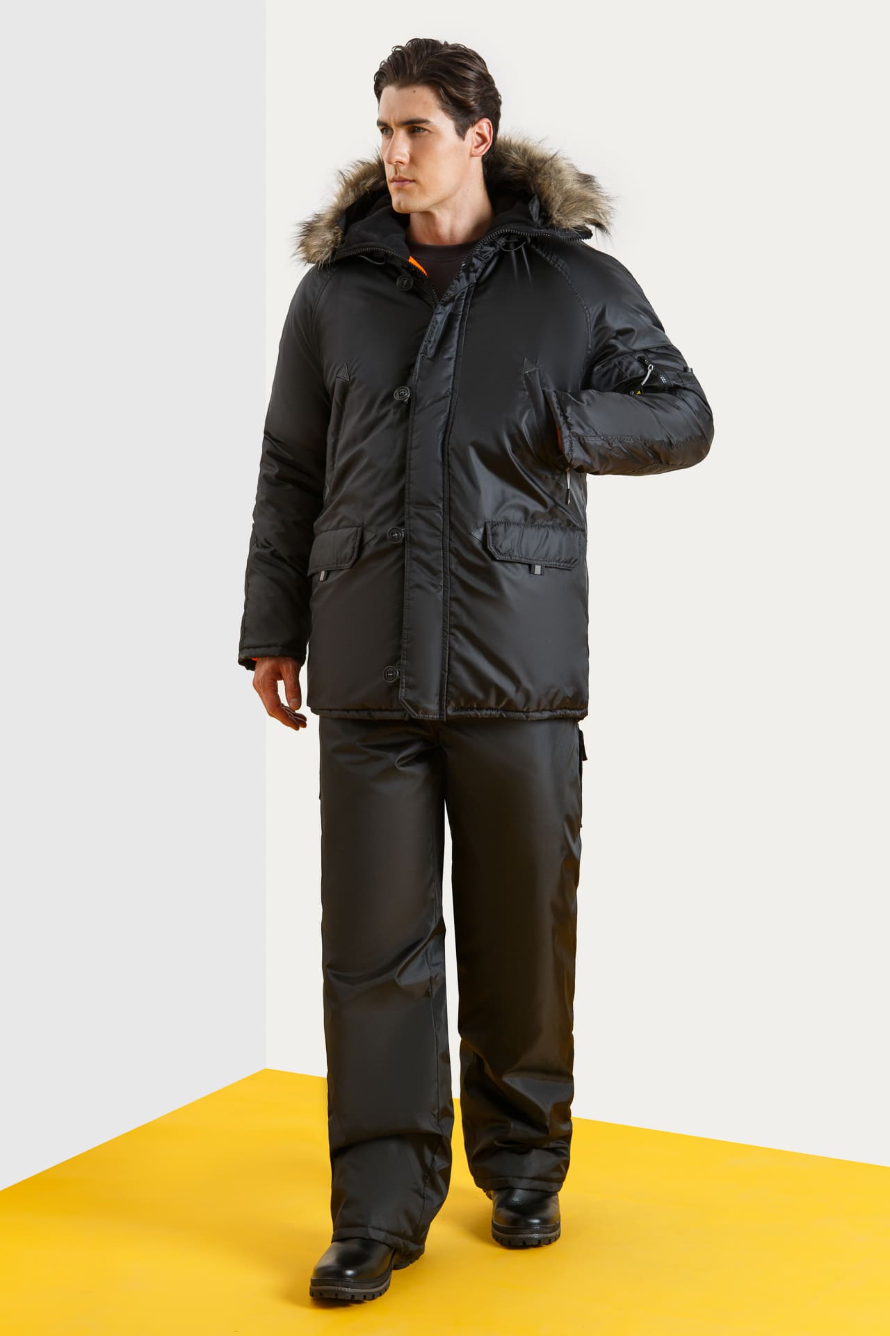 63584 Куртка "Север" удлиненная черная  Зимняя спецодежда  размер 52-54/182-188  - Вид №8