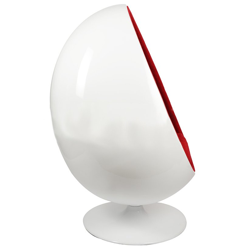 Кресло яйцо белое с красным Ovalia Egg Style Chair SOHO DESIGN ДИЗАЙНЕРСКИЕ, EGG OVALIA 131534 Красный  - Вид №2