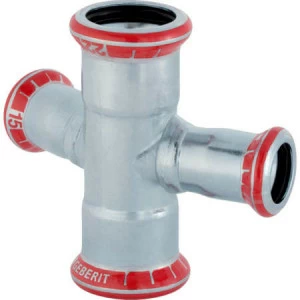 GEBERIT 21409 Крестовина двухплоскостная редукционная Geberit Mapress из углеродистой стали 30°