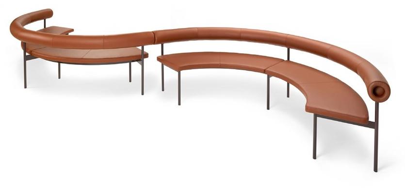 Offecct Изогнутый кожаный диван с полкой для журналов Font sun-id-1489871 - Вид №3