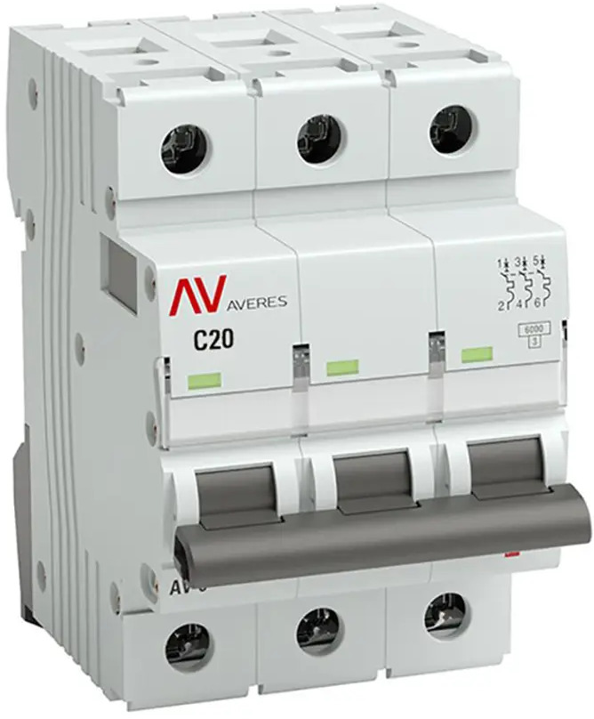 90072515 Автоматический выключатель EKF Averes AV-10 3P C20 A 10 kA STLM-0101565