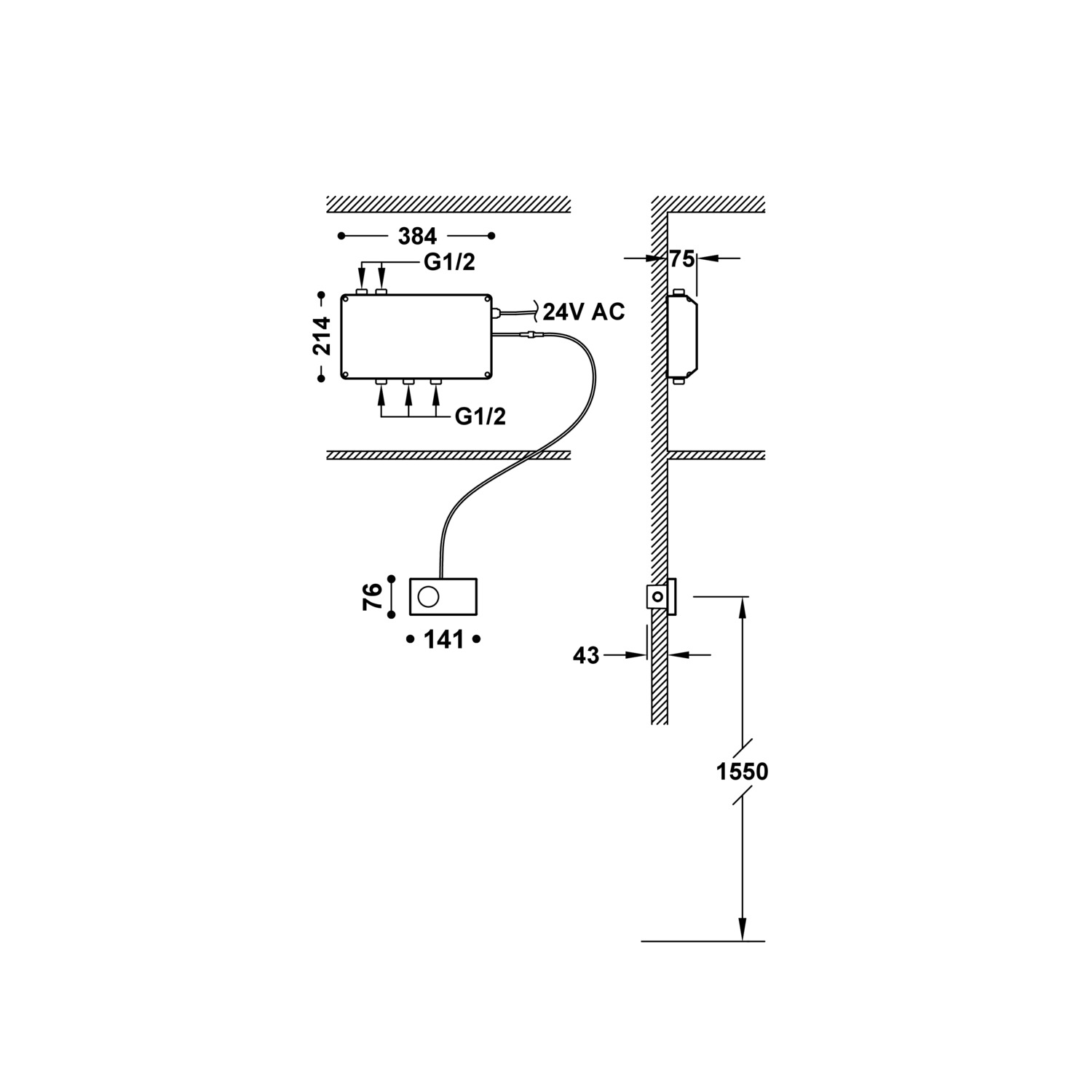 SHOWER TECHNOLOGY Control termostático electrónico empotrado de 3 vías Shower technology-49286398 TRES Electronic - Вид №1