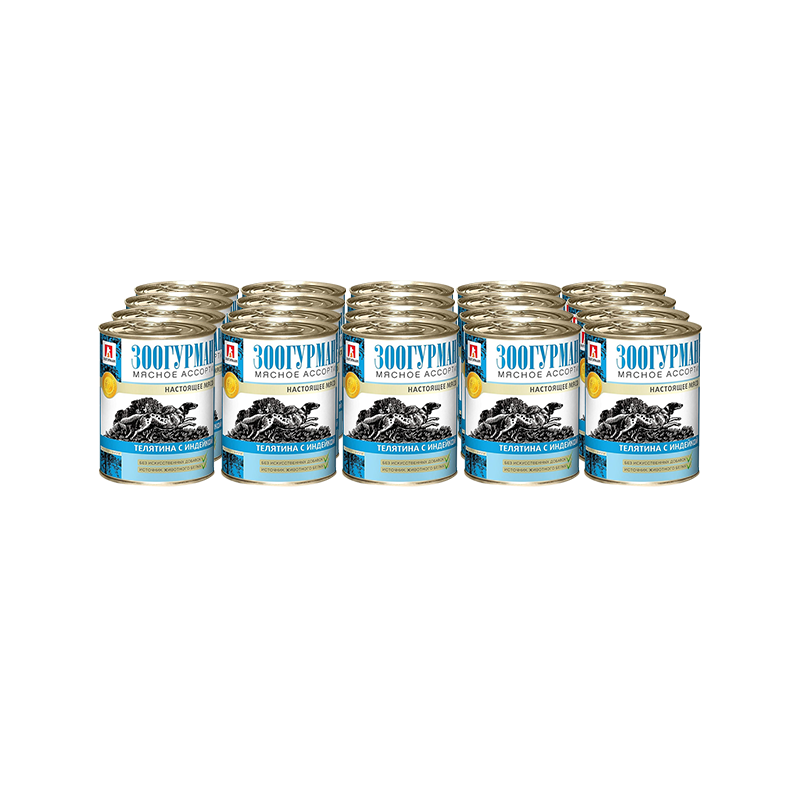 Т00004419*20 Корм для собак Мясное ассорти телятина, индейка банка 350г (упаковка - 20 шт) ЗООГУРМАН 