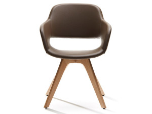 Мягкий стул с подлокотниками и деревянным основанием с 4 ножками