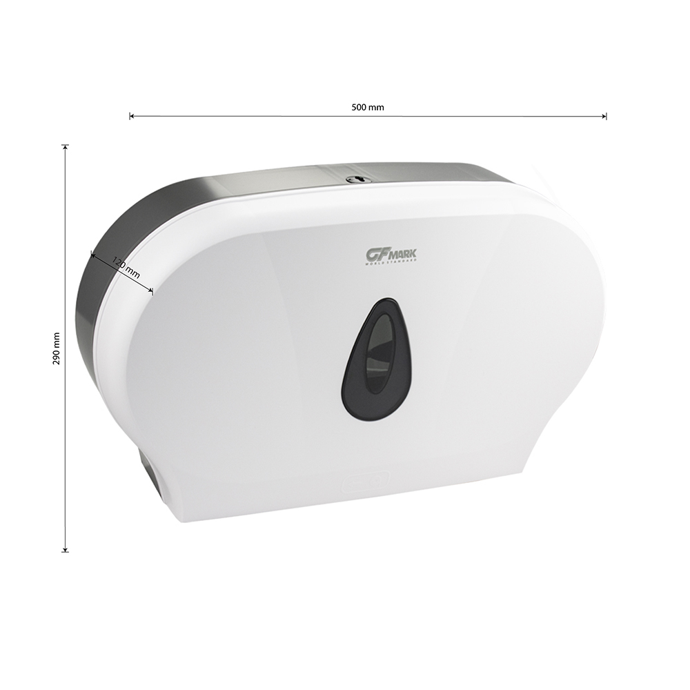GFmark - Диспенсер для туалетной бумаги - барабан, на 2 РУЛОНА, пластиковый, БЕЛЫЙ, с глазком - капля, с ключем, код: 928  - Вид №5